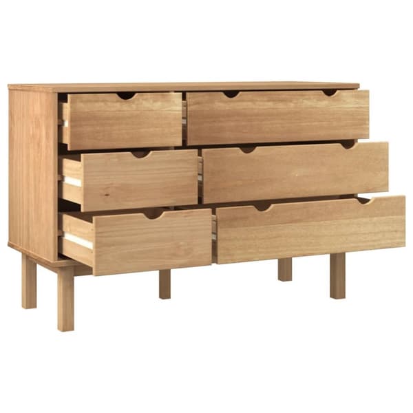vidaXL kommode OTTA 111x43x73,5 cm massivt fyrretræ - Skuffemøbler