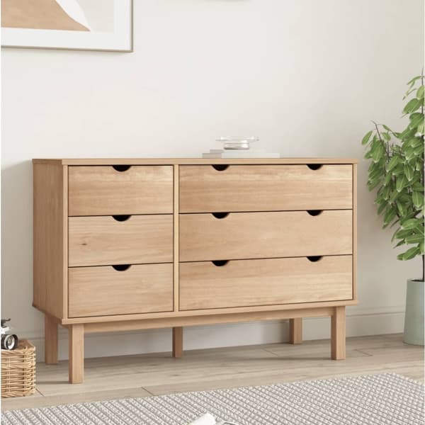 vidaXL kommode OTTA 111x43x73,5 cm massivt fyrretræ -  Skuffemøbler