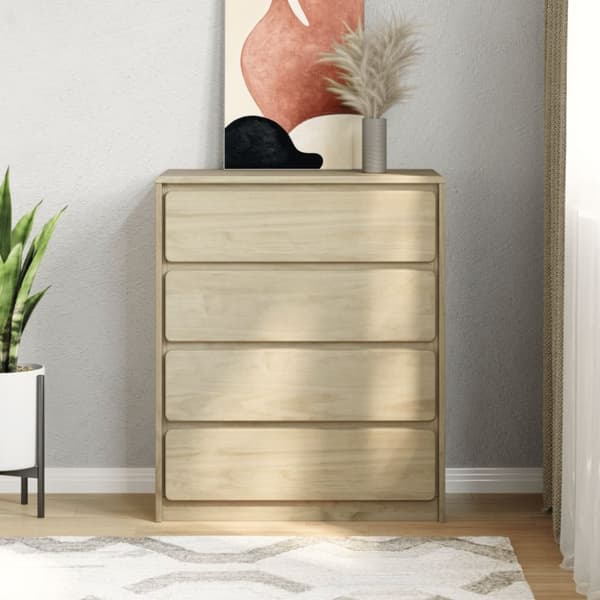 vidaXL kommode SAUDA 76,5x39x91 cm massivt fyrretræ egetræsfarve - Skuffemøbler