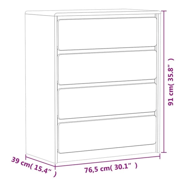 vidaXL kommode SAUDA 76,5x39x91 cm massivt fyrretræ egetræsfarve - Skuffemøbler