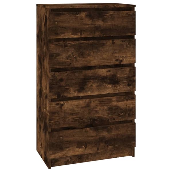 The Living Store kommode 60x36x103 cm konstrueret træ røget egetræsfarve -  Skuffemøbler