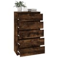 Miniatyrbillede 6 af 11: The Living Store kommode 60x36x103 cm konstrueret træ røget egetræsfarve -  Skuffemøbler