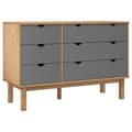 Miniatyrbillede 3 af 10: The Living Store kommode OTTA 111x43x73,5 cm massivt fyrretræ brun og grå -  Skuffemøbler