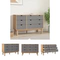 Miniatyrbillede 1 af 10: The Living Store kommode OTTA 111x43x73,5 cm massivt fyrretræ brun og grå -  Skuffemøbler