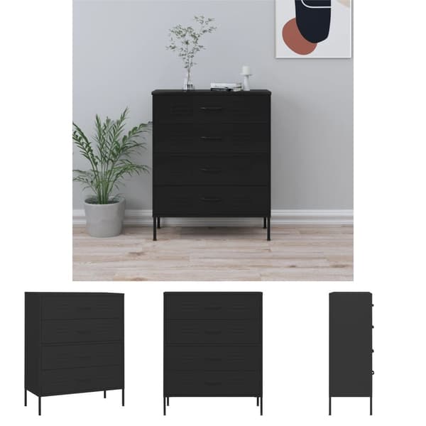 The Living Store Byrå svart 80x35x101,5 cm stål -  Byråer