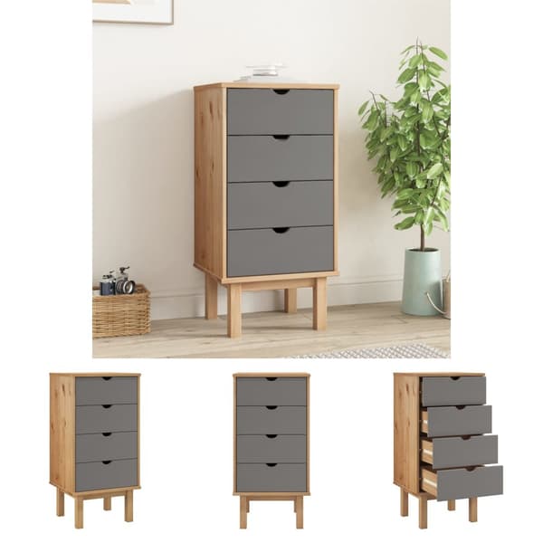 The Living Store Byrå OTTA brun&grå 45x39x90cm massiv furu -  Byråer