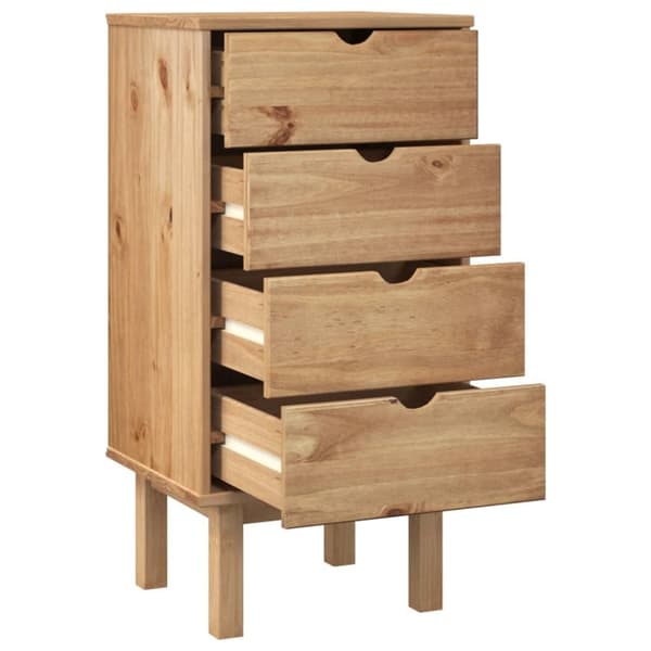 The Living Store kommode OTTA 45x39x90 cm massivt fyrretræ -  Skuffemøbler