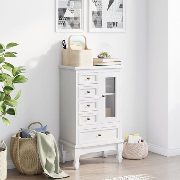 The Living Store skab med 5 skuffer og 2 hylder hvid - Skuffemøbler