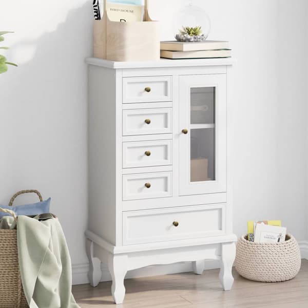 The Living Store skab med 5 skuffer og 2 hylder hvid - Skuffemøbler