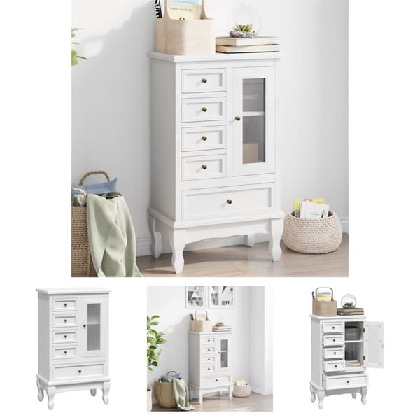 The Living Store skab med 5 skuffer og 2 hylder hvid - Skuffemøbler