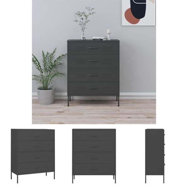 The Living Store kommode 80x35x101,5 cm Antracitgrå - Skuffemøbler
