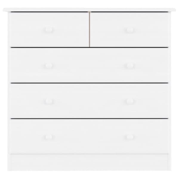 The Living Store kommode ALTA 77x35x73 cm massivt fyrretræ hvid -  Skuffemøbler
