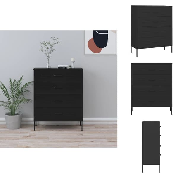 Skuffemøbler - Living kommode 80x35x101,5 cm Sort