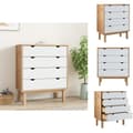 Miniatyrbillede 1 af 8: Skuffemøbler - Living kommode OTTA 76,5x39,5x90 cm massivt fyrretræ brun og hvid