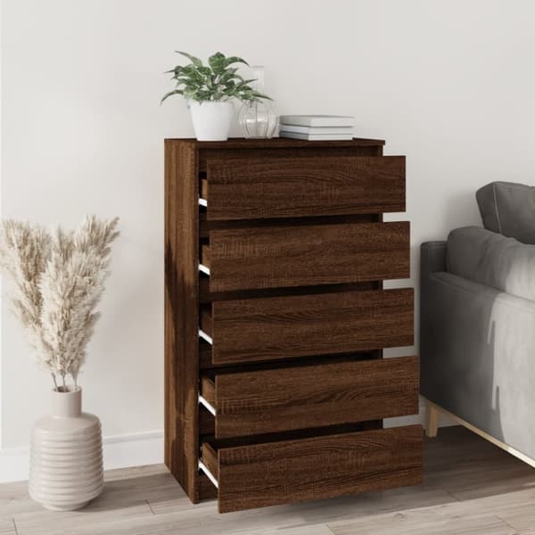 Skuffemøbler - Living kommode 60x36x103 cm konstrueret træ brun egetræsfarve