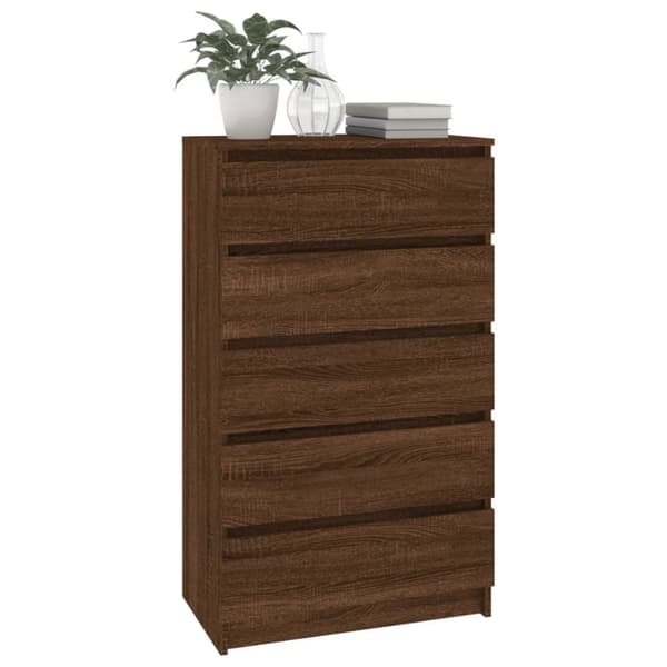 Skuffemøbler - Living kommode 60x36x103 cm konstrueret træ brun egetræsfarve