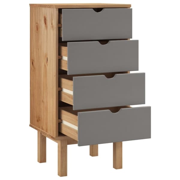 Skuffemøbler - Living kommode OTTA 45x39x90 cm massivt fyrretræ brun og grå