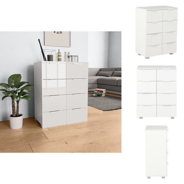 Skuffemøbler - Living skænk 60x35x80 cm spånplade hvid højglans
