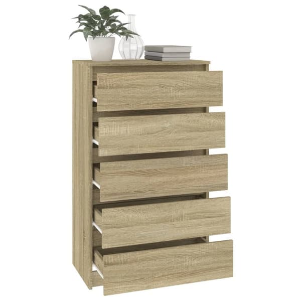 Skuffemøbler - Living kommode 60x36x103 cm konstrueret træ sonoma-eg