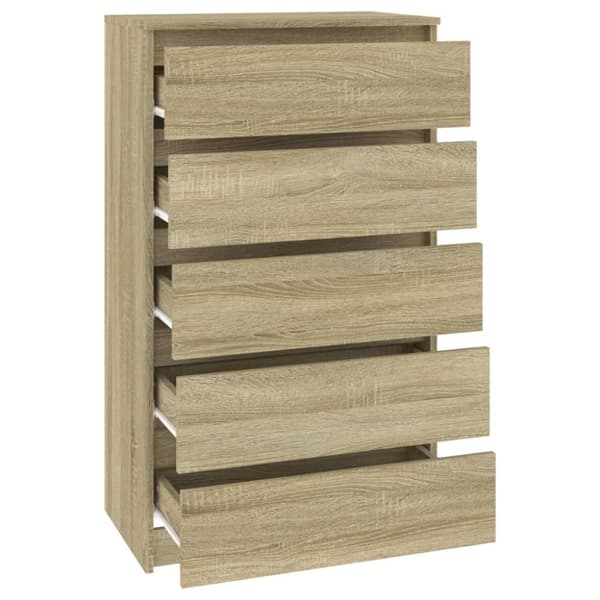Skuffemøbler - Living kommode 60x36x103 cm konstrueret træ sonoma-eg