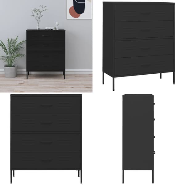 Kommode 80x35x101,5 cm Sort - Kommode - Kommoder - Home & Living