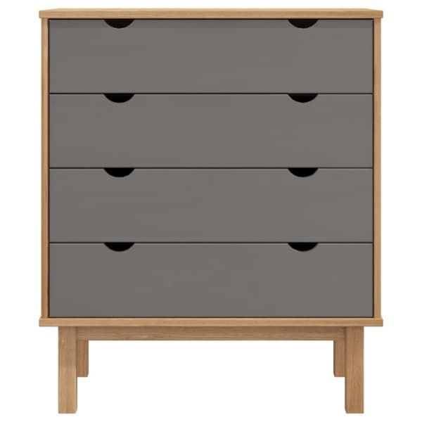 Kommode OTTA 76,5x39,5x90 cm massivt fyrretræ brun og grå - Skuffeskab - Skuffeskabe - Home & Living
