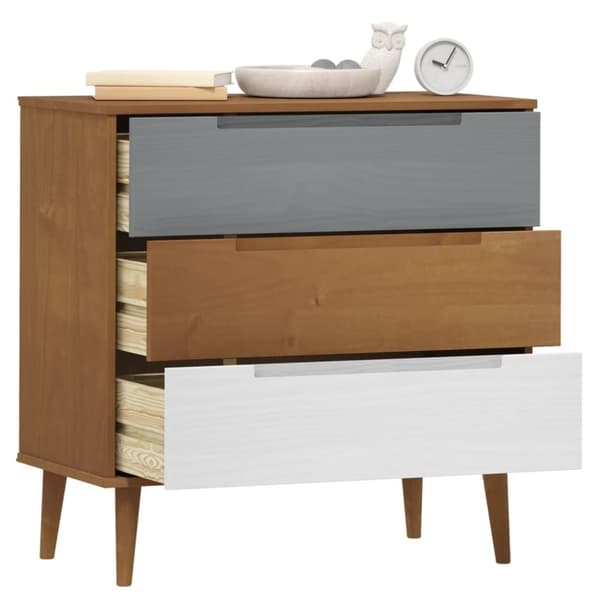 Kommode MOLDE 80x40x80 cm massivt fyrretræ brun - Skuffeskab - Skuffeskabe - Home & Living