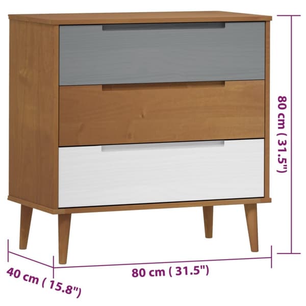 Kommode MOLDE 80x40x80 cm massivt fyrretræ brun - Skuffeskab - Skuffeskabe - Home & Living