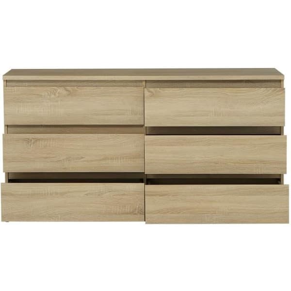 CHELSEA 6 lådor byrå - Ek färg - L 154 x D 42,2 x H 79,9 cm