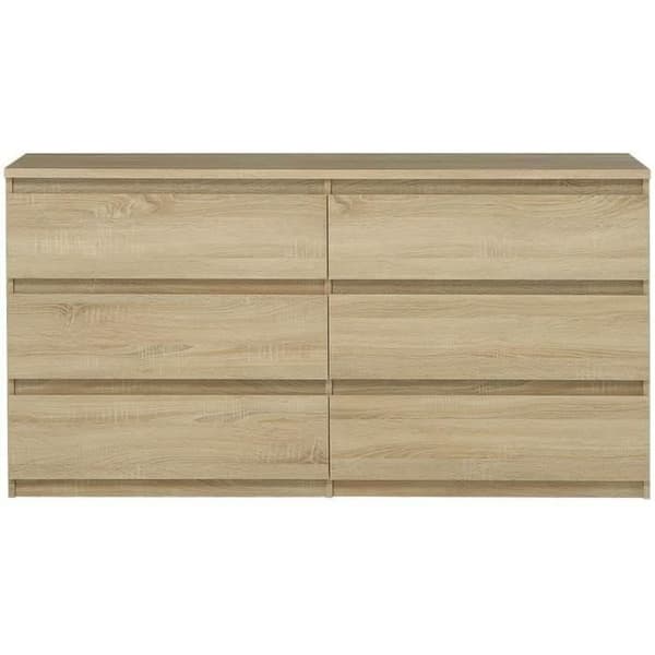 CHELSEA 6 lådor byrå - Ek färg - L 154 x D 42,2 x H 79,9 cm