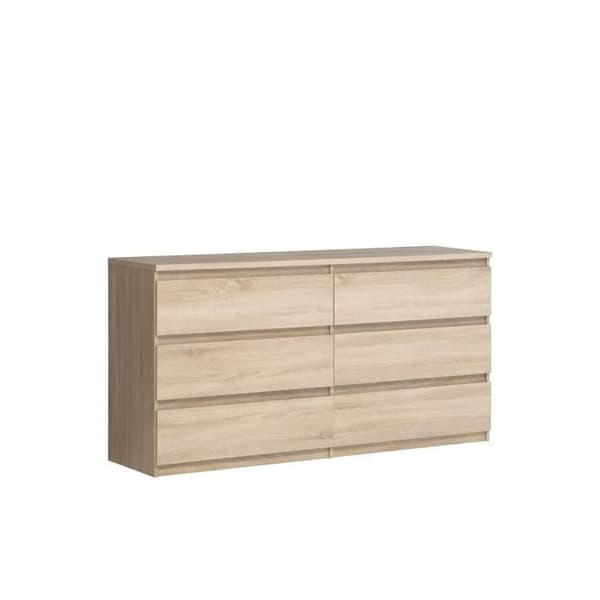 CHELSEA 6 lådor byrå - Ek färg - L 154 x D 42,2 x H 79,9 cm