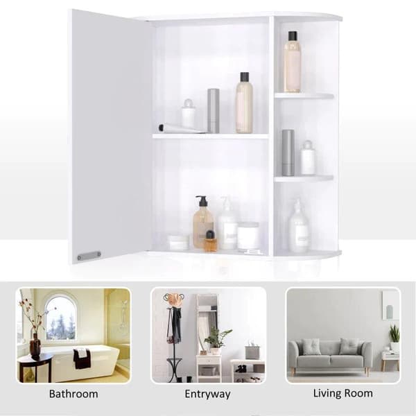 Rootz Wall Mirror Cabinet - Wall Cabinet - Mirror Cabinet - Wall Mirror - Wall Cabinet - White