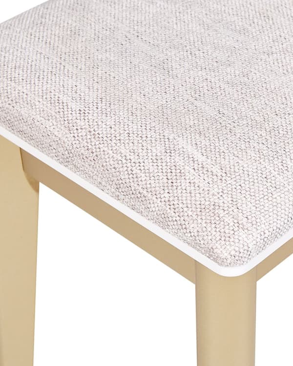 Sminkebord Hvid og Guld MDF 3 skuffer Spejl LED Taburet Soveværelse Opbevaring Glamorøst design