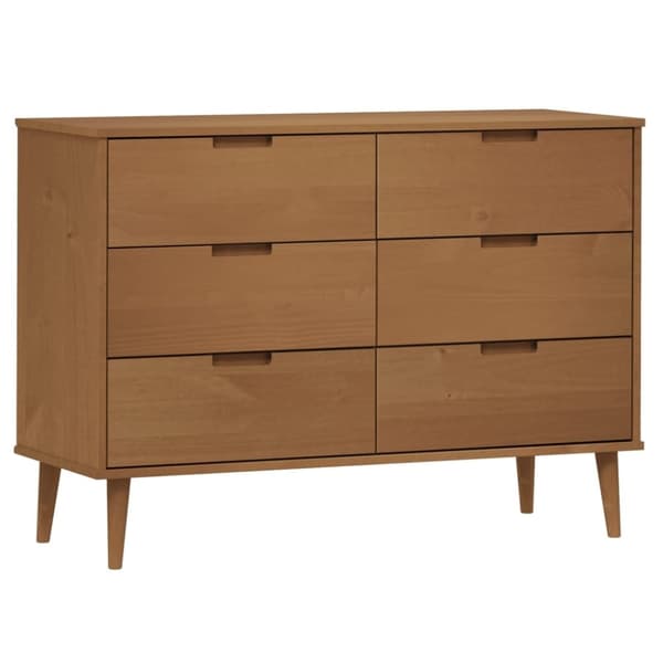vidaXL Byrå MOLDE brun 113x40x80 cm massiv furu