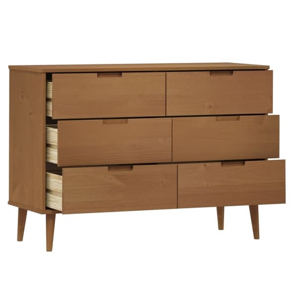 vidaXL sengebord MOLDE 113x40x80 cm massivt fyrretræ brun