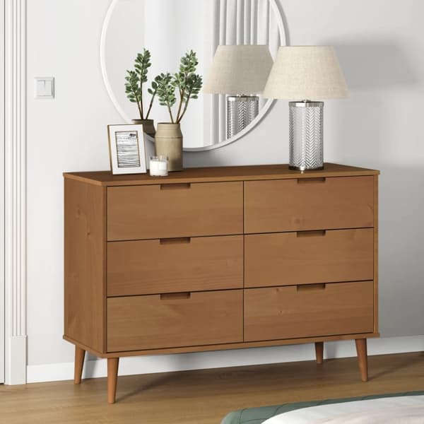 vidaXL sengebord MOLDE 113x40x80 cm massivt fyrretræ brun