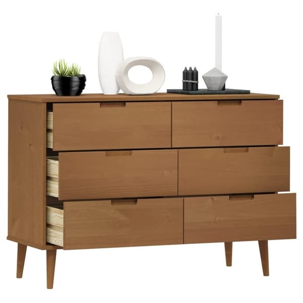 vidaXL sengebord MOLDE 113x40x80 cm massivt fyrretræ brun