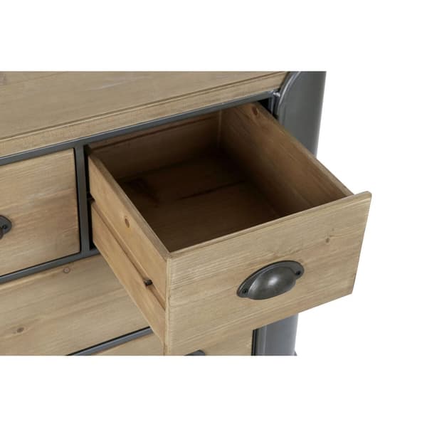Kommod DKD Home Decor Grå Naturell Metall Gran Loft 97 x 37 x 79 cm