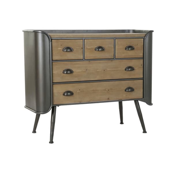 Kommod DKD Home Decor Grå Naturell Metall Gran Loft 97 x 37 x 79 cm