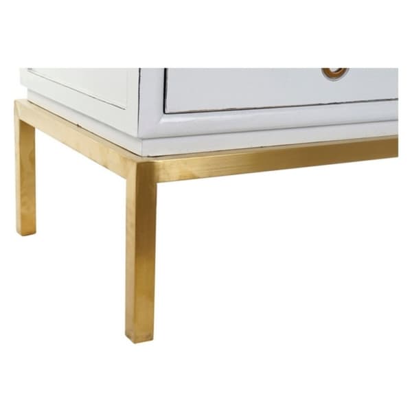 Skab DKD Home Decor Hvid Gylden Metal Poppel 120 x 50 x 175 cm