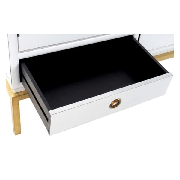 Skab DKD Home Decor Hvid Gylden Metal Poppel 120 x 50 x 175 cm