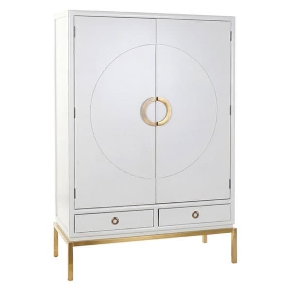 Skab DKD Home Decor Hvid Gylden Metal Poppel 120 x 50 x 175 cm