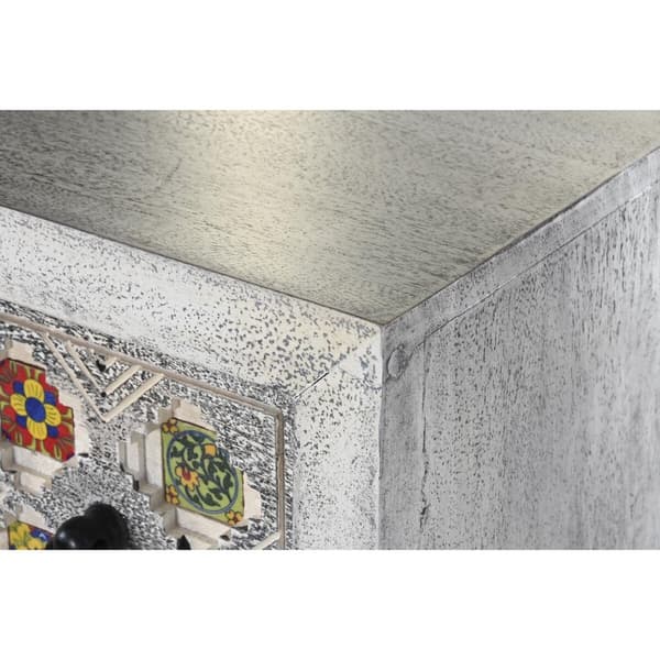 Lipasto DKD Home Decor Keraminen Harmaa Valkoinen Mangopuu (80 x 38 x 80 cm)