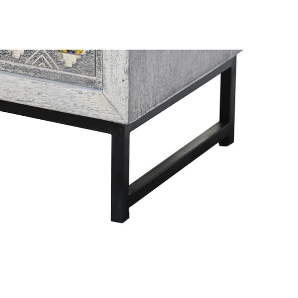 Lipasto DKD Home Decor Keraminen Harmaa Valkoinen Mangopuu (80 x 38 x 80 cm)