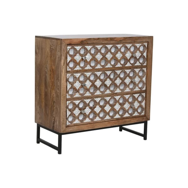 Lipasto Home ESPRIT Ruskea Musta Hopeinen Mangopuu Peili Intialainen mies 80 x 38 x 80 cm