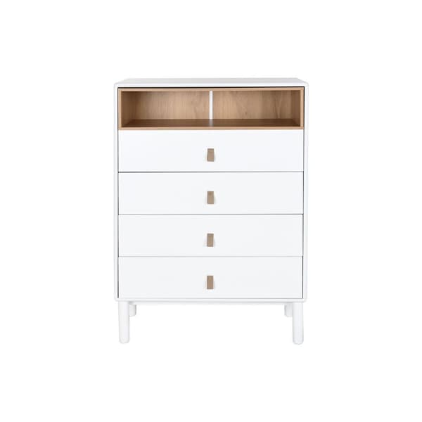 Lipasto Home ESPRIT Valkoinen Luonnollinen polypropeeni Puu MDF 80 x 40 x 117 cm