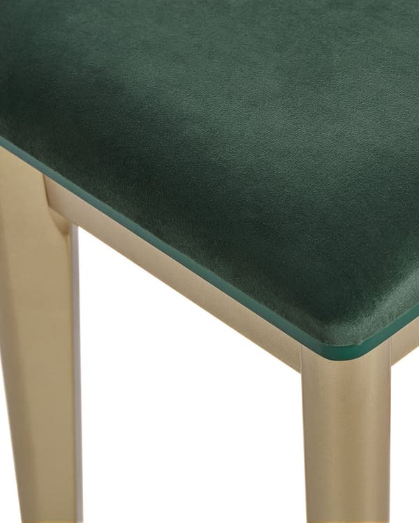 Sminkbord Grön och Guld MDF 4 Lådor LED Spegel Pall Vardagsrumsmöbler Glam Design Sovrum