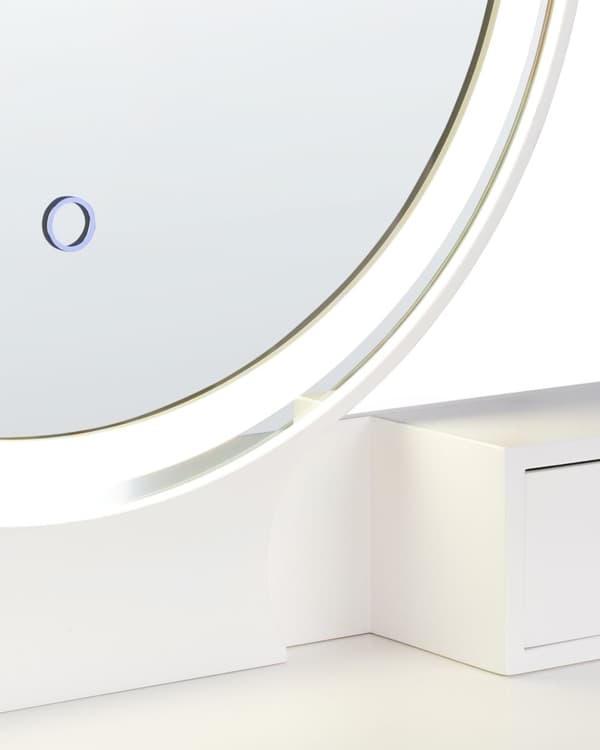 Sminkbord Vit och Guld MDF PVC 6 Lådor LED-Spegel Pall Vardagsrumsmöbler Glam Design Sovrum