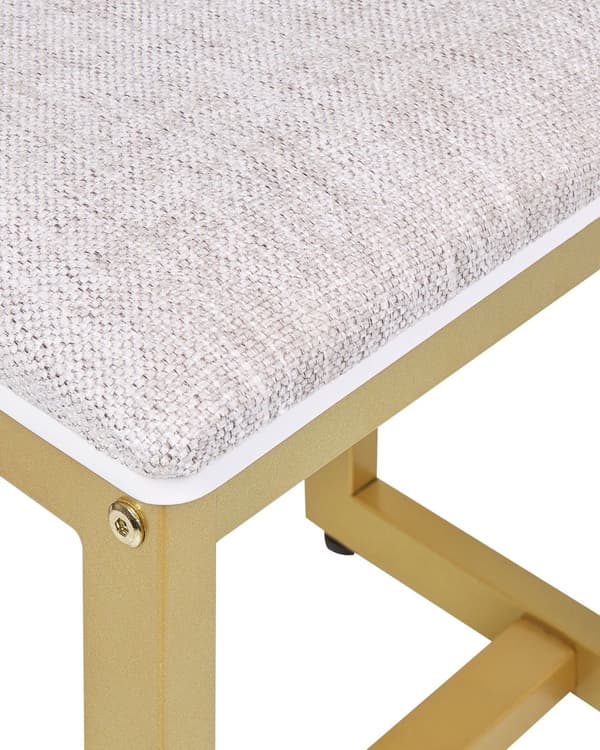 Kampauspöytä ja jakkara valkoinen/kulta MDF 4 laatikkoa LED-valo peilillä glamour tyyli