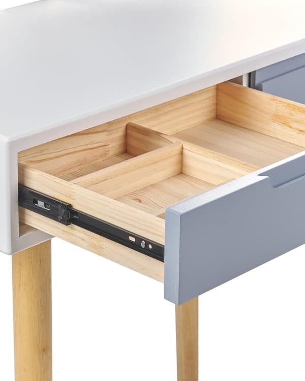 Sminkebord Hvit Produsert Tre Topp Treben Rundt LED-lys 2 Skuffer Moderne
